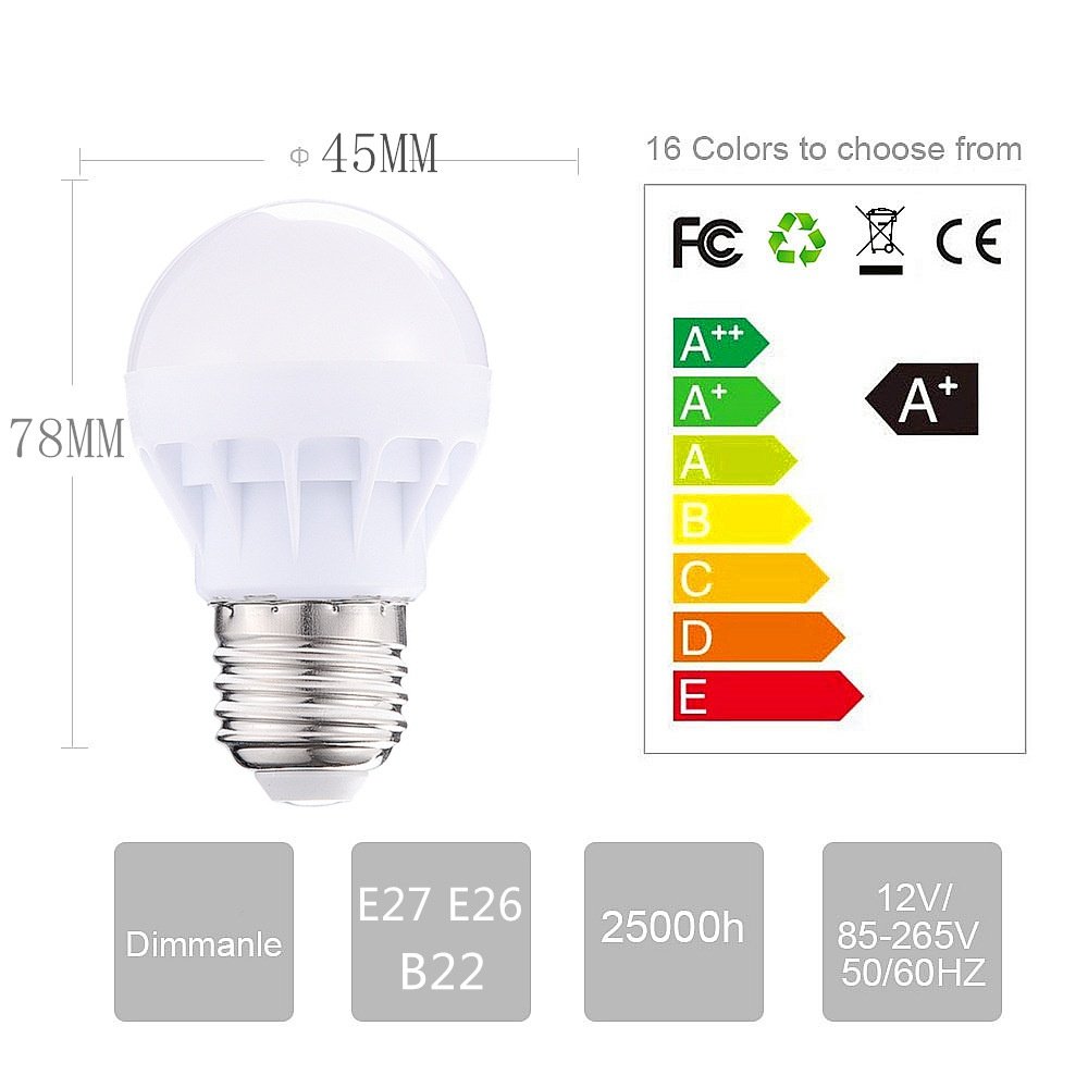 Smart RGB LED Bulb with Remote Control Dimmable E27/E26