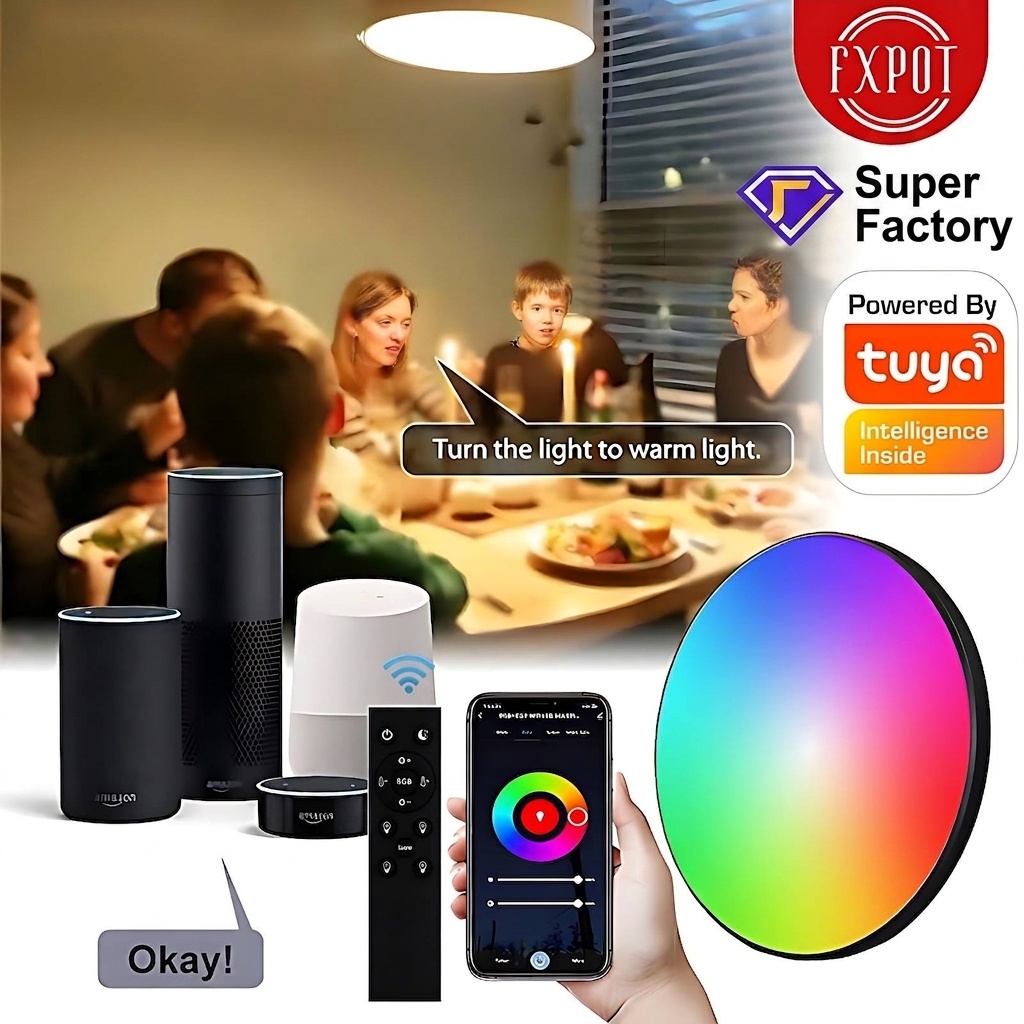 Smart RGB LED Ceiling Light Dimmable Works with Alexa and Google