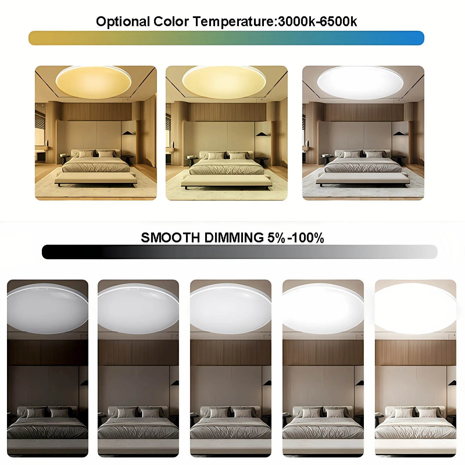 Smart RGB LED Ceiling Light Dimmable Works with Alexa and Google