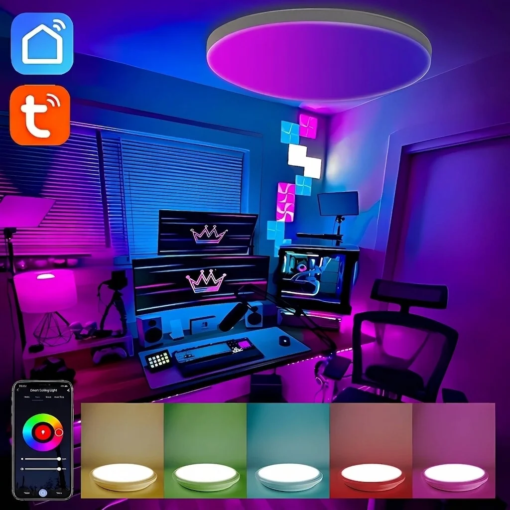 Smart RGB LED Ceiling Light Dimmable Works with Alexa and Google