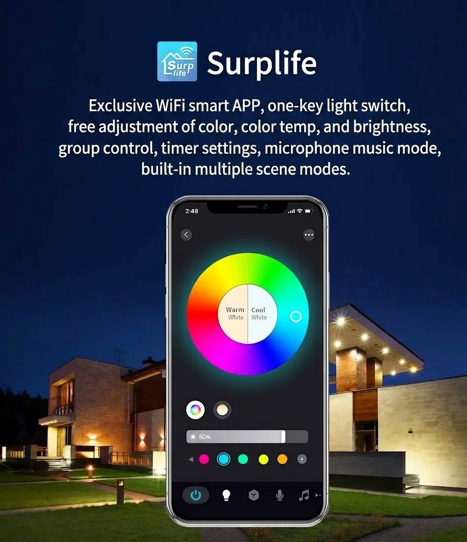 Smart WiFi LED Light Bulb RGB+CCT Dimmable Works with Alexa Google Home