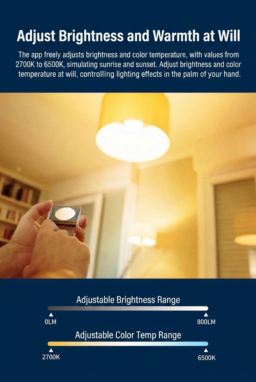 Smart WiFi LED Light Bulb RGB+CCT Dimmable Works with Alexa Google Home