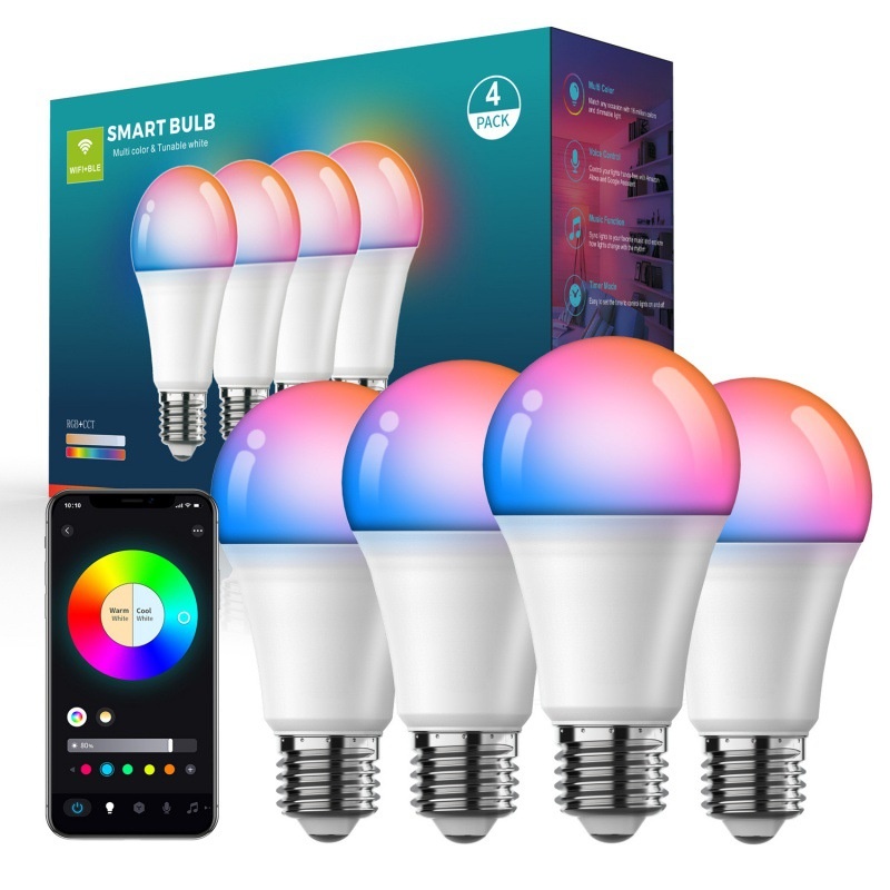 Smart WiFi LED Light Bulb RGB+CCT Dimmable Works with Alexa Google Home