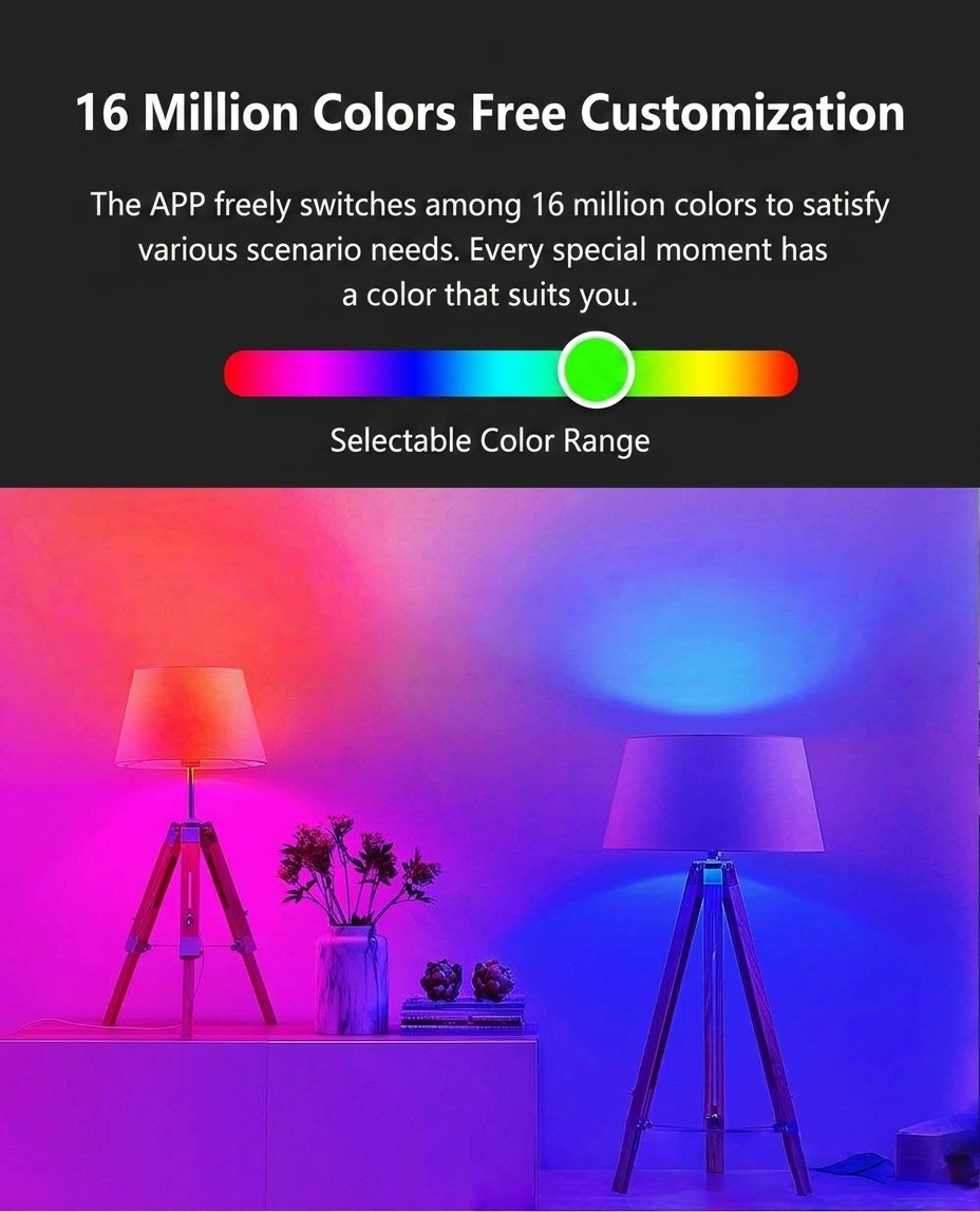Smart WiFi LED Light Bulb RGB+CCT Dimmable Works with Alexa Google Home