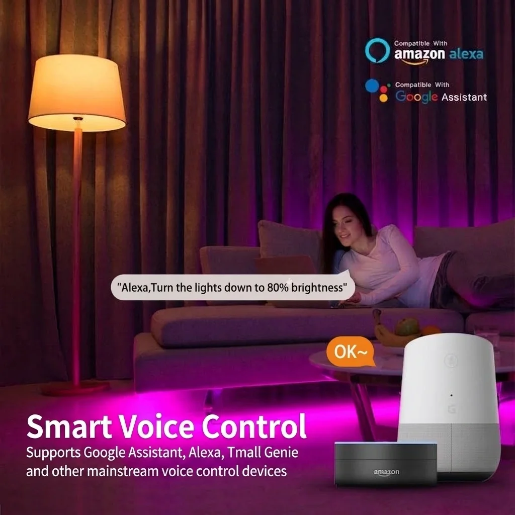 Smart WiFi LED Light Bulb RGB+CCT Dimmable Works with Alexa Google Home