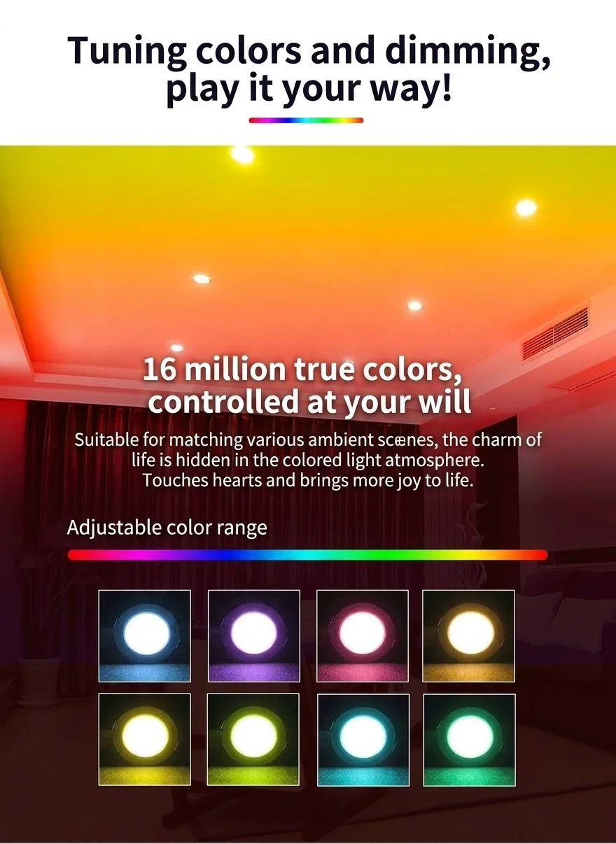 Smart RGB CCT LED Downlight Dimmable Bluetooth Mesh Light