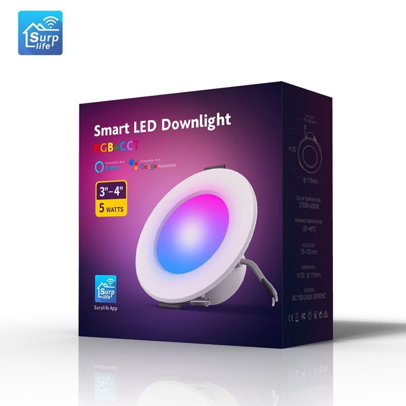 Smart RGB CCT LED Downlight Dimmable Bluetooth Mesh Light