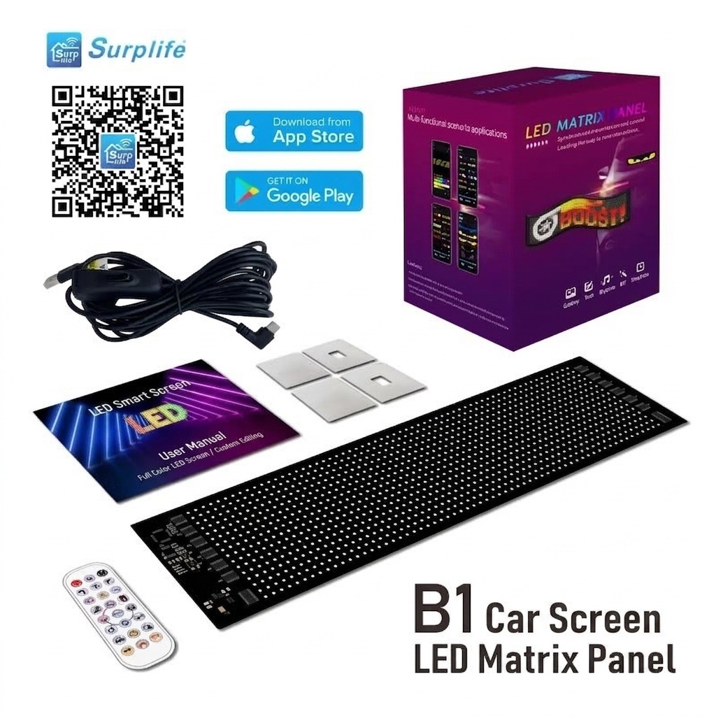Smart LED Matrix Panel Voice Control Car Sign RGB Display