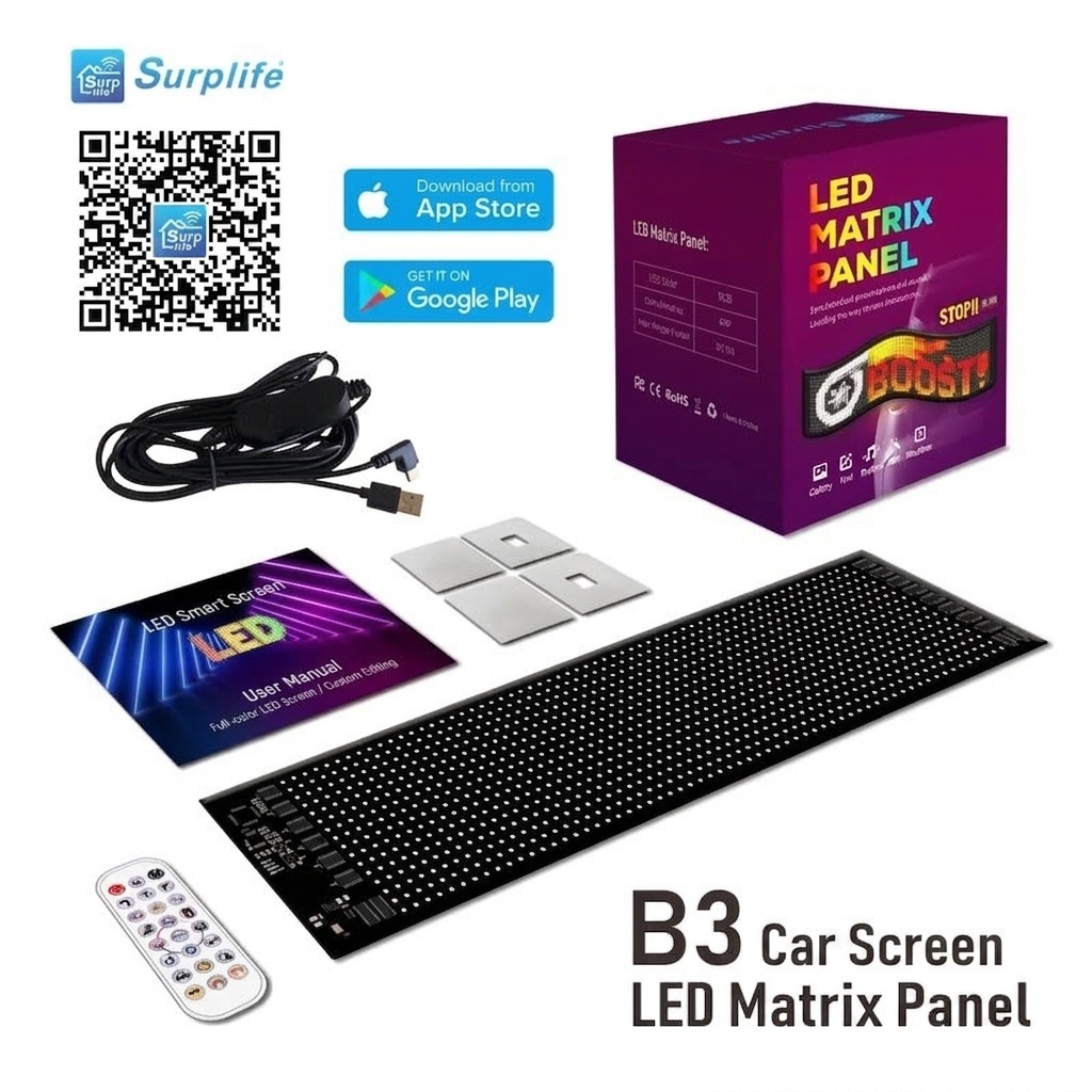 Smart LED Matrix Panel Voice Control Car Sign RGB Display