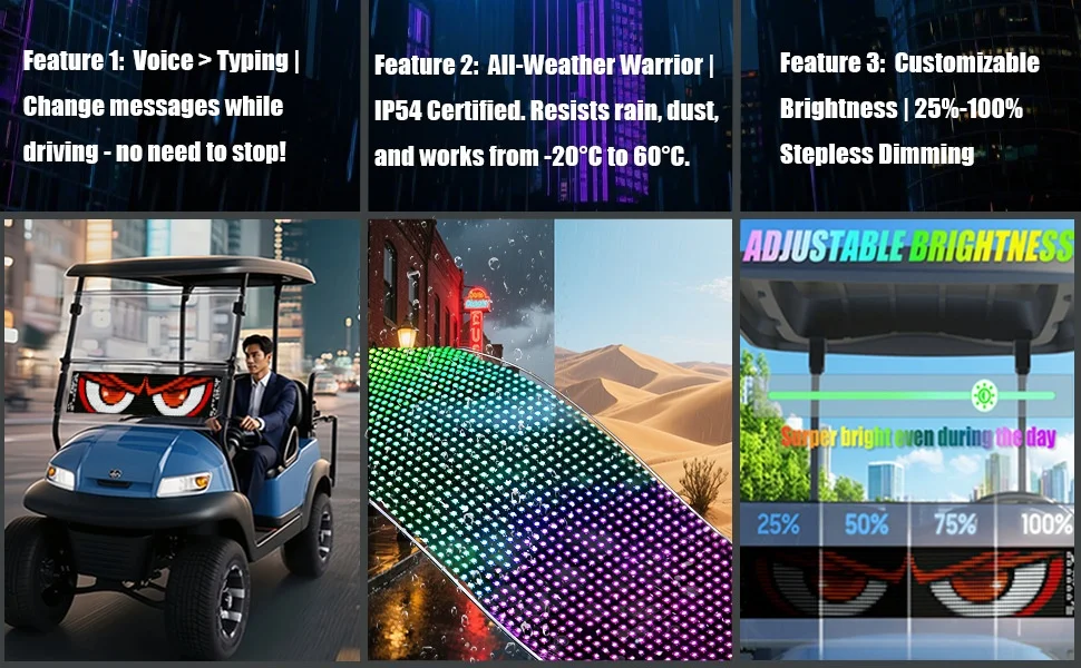 Smart LED Matrix Panel Voice Control Car Sign RGB Display