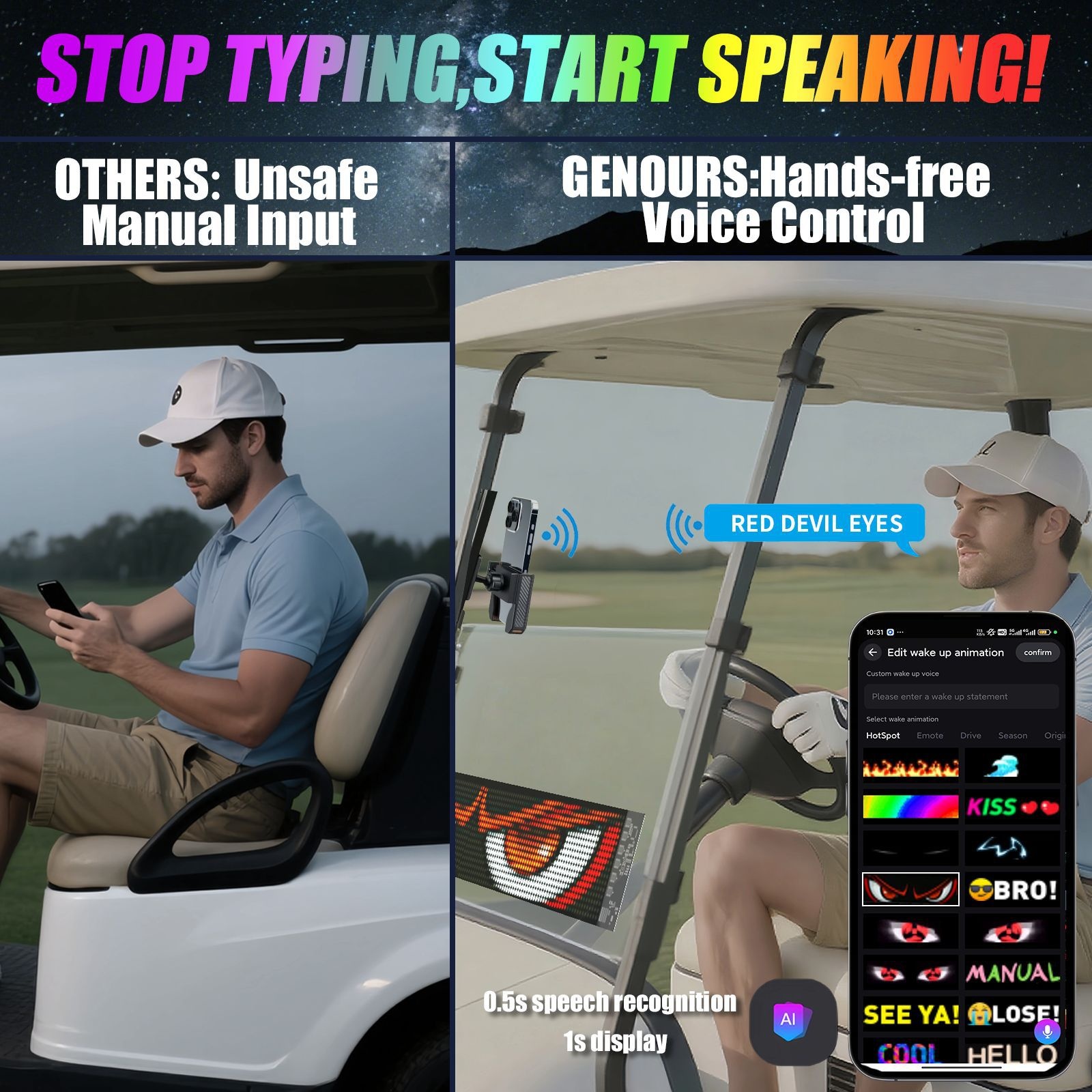 Smart LED Matrix Panel Voice Control Car Sign RGB Display