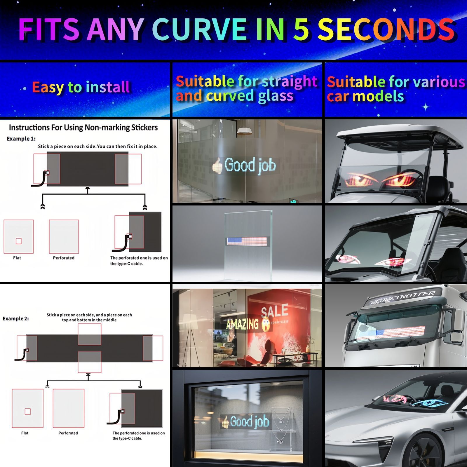 Smart LED Matrix Panel Voice Control Car Sign RGB Display