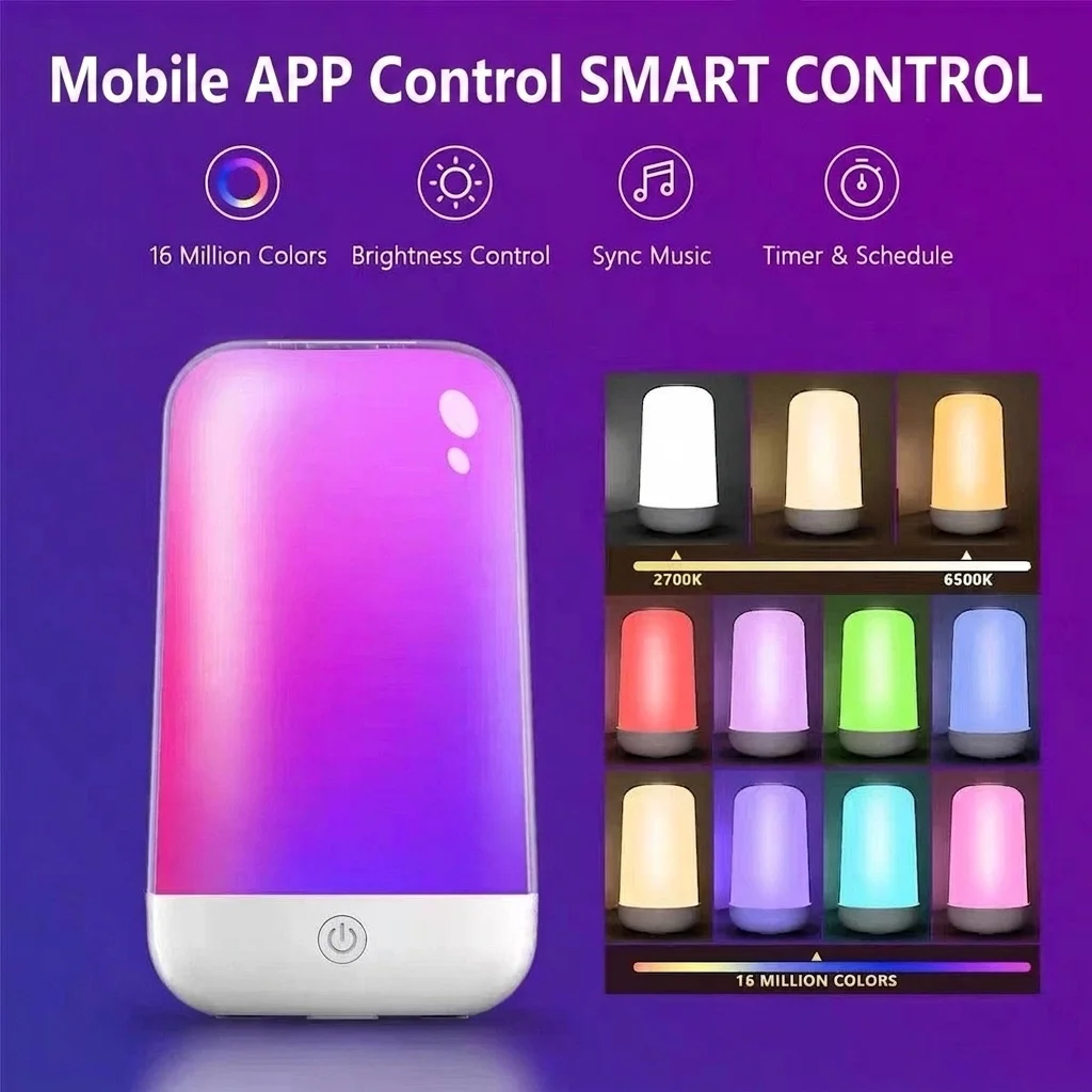 Smart RGB LED Bedside Lamp with App and Touch Control