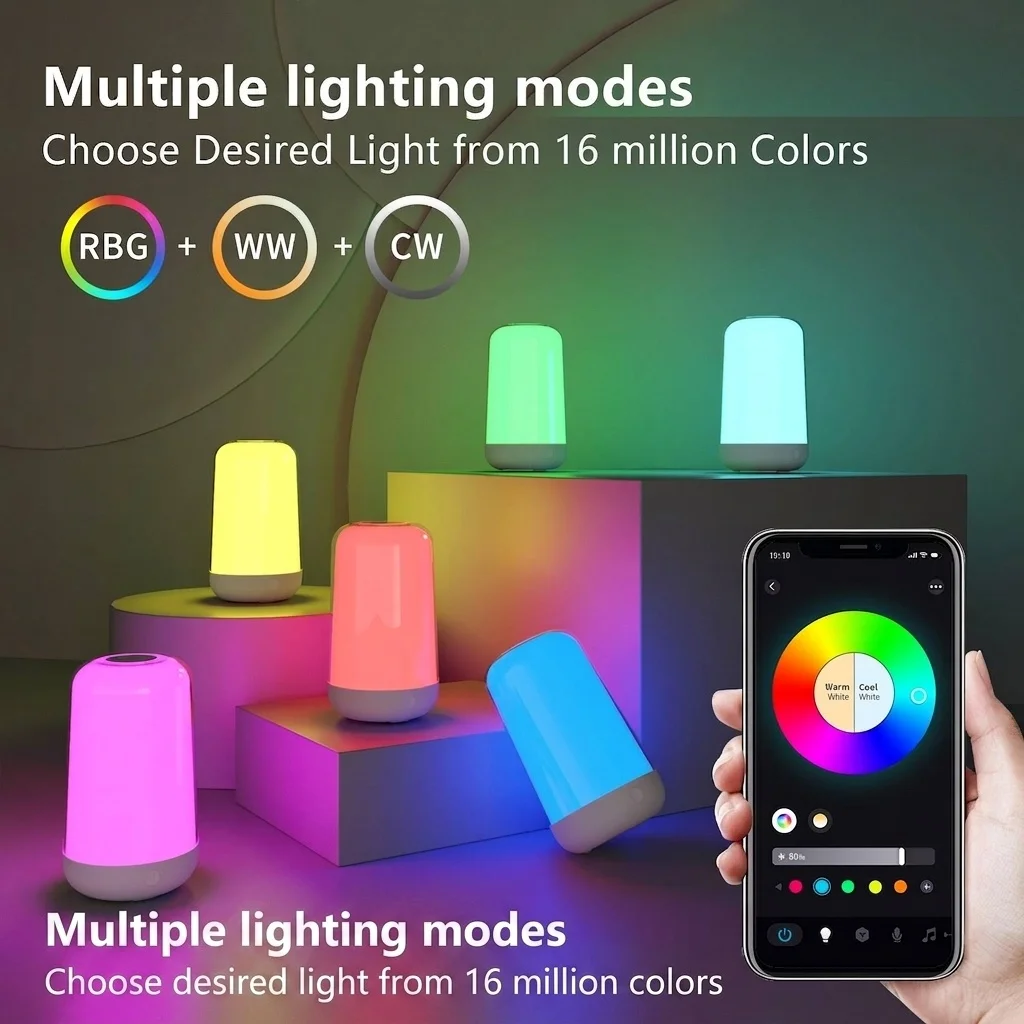 Smart RGB LED Bedside Lamp with App and Touch Control