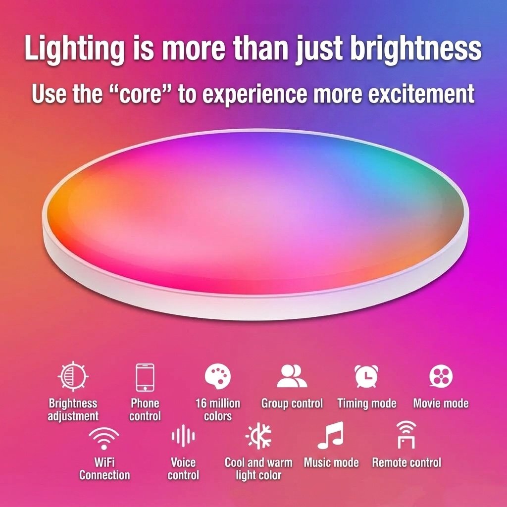Smart LED Ceiling Light RGB+CCT Dimmable WiFi Alexa Google Home