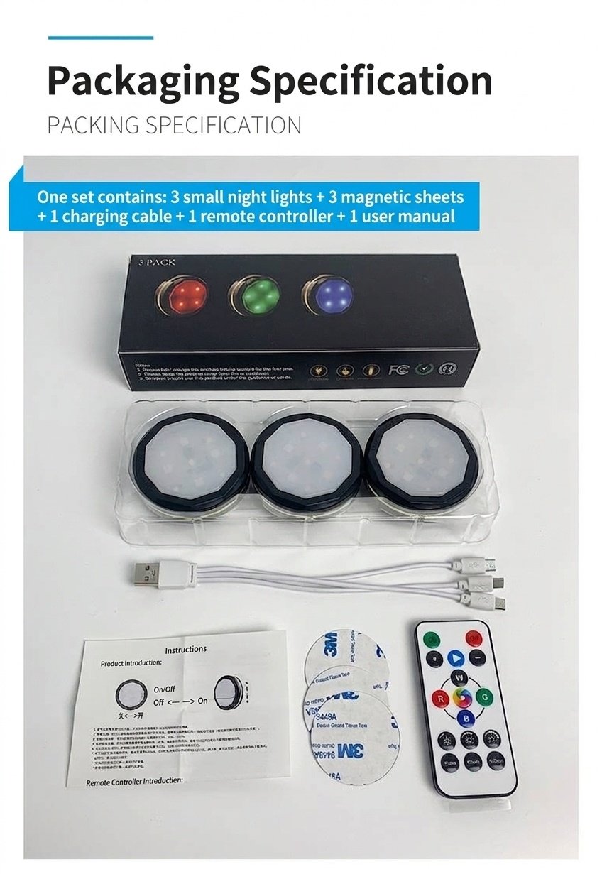 Smart LED Puck Lights RGB Dimmable Under Cabinet Lighting