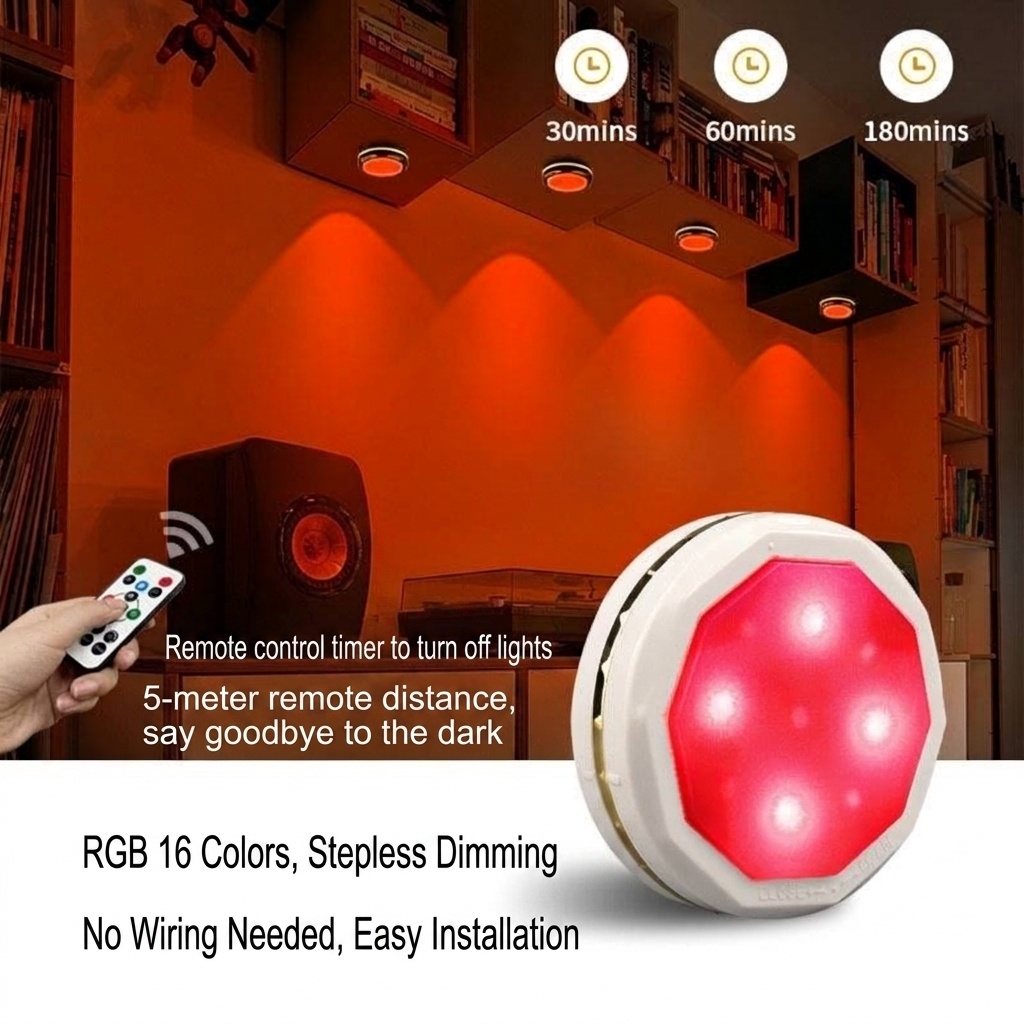 Smart LED Puck Lights RGB Dimmable Under Cabinet Lighting
