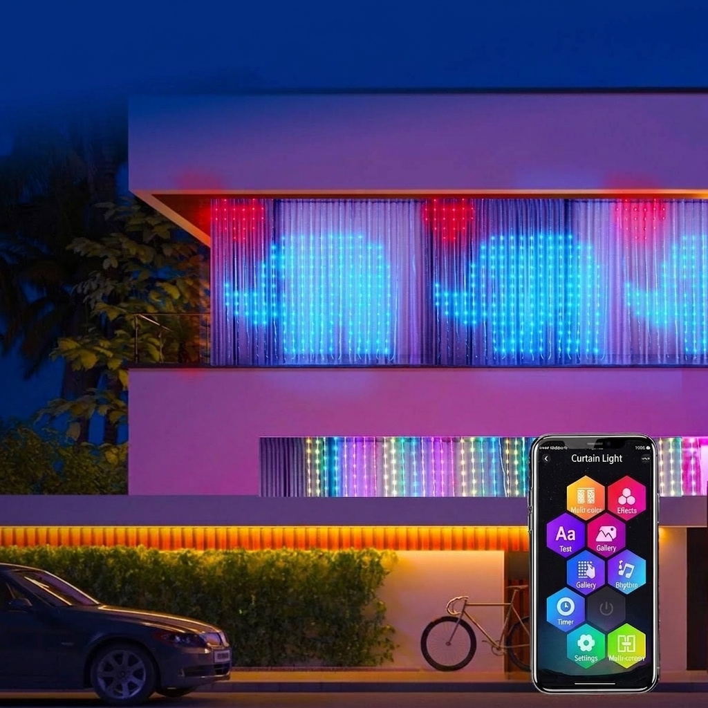 Smart RGB LED Curtain Lights with App and Remote Control
