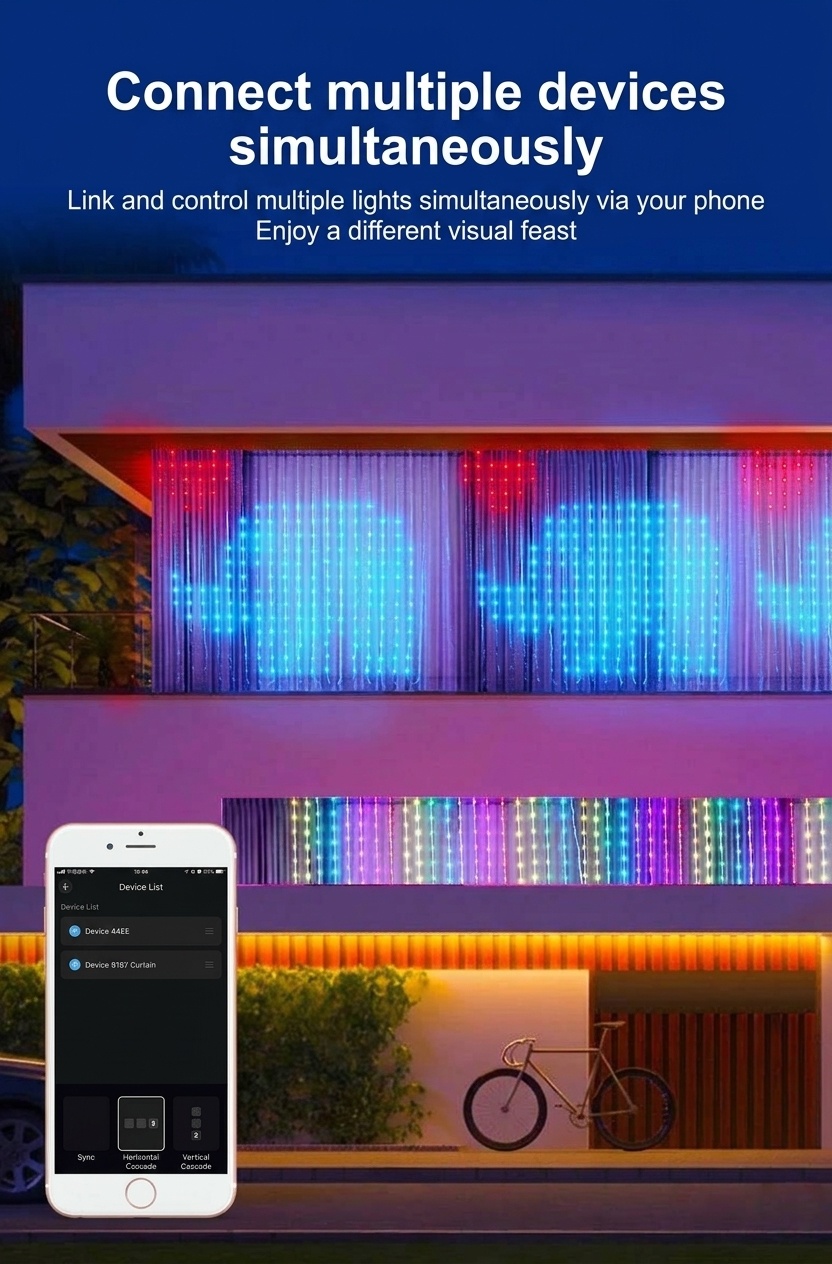 Smart RGB LED Curtain Lights with App and Remote Control