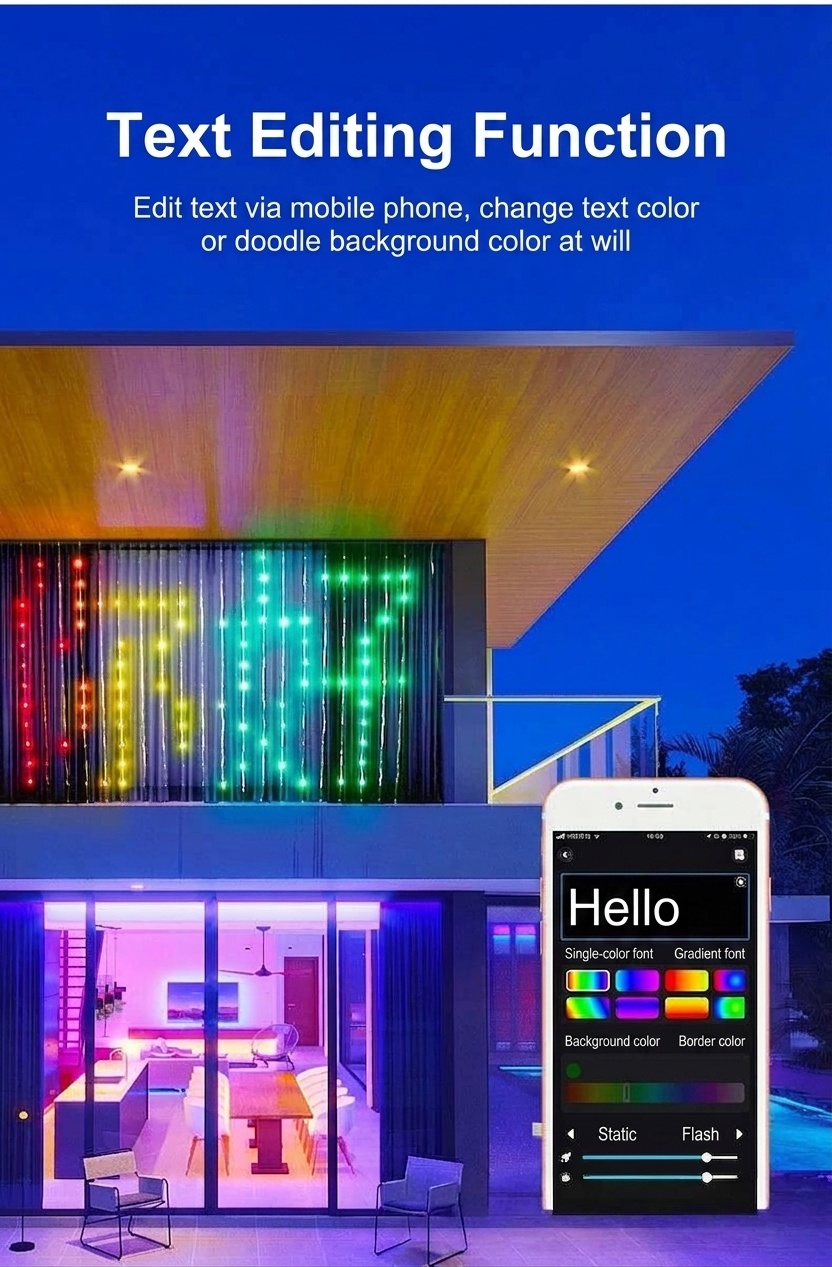 Smart RGB LED Curtain Lights with App and Remote Control