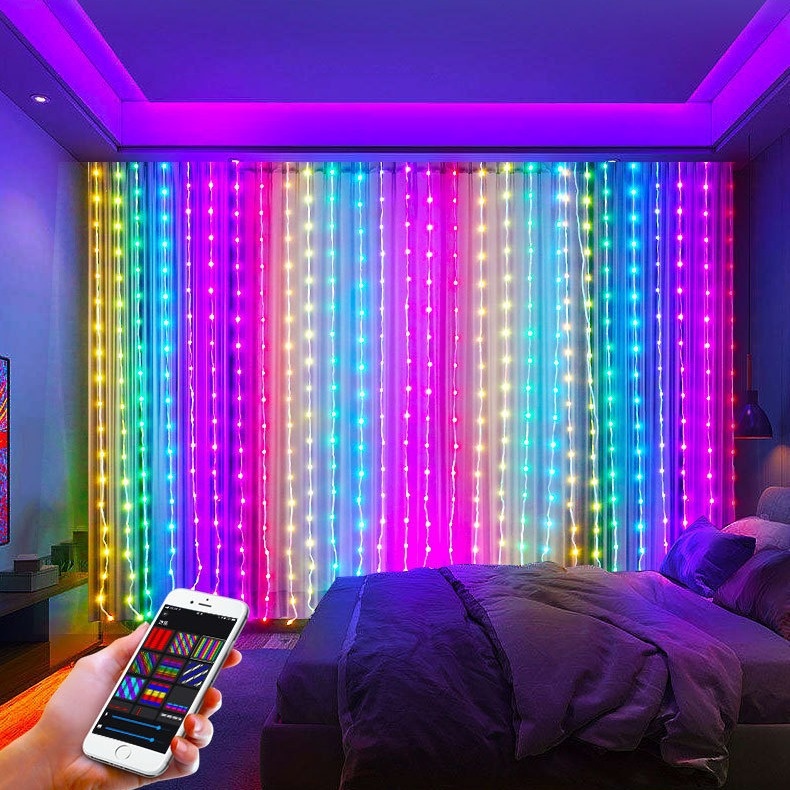 Smart RGB LED Curtain Lights with App and Remote Control