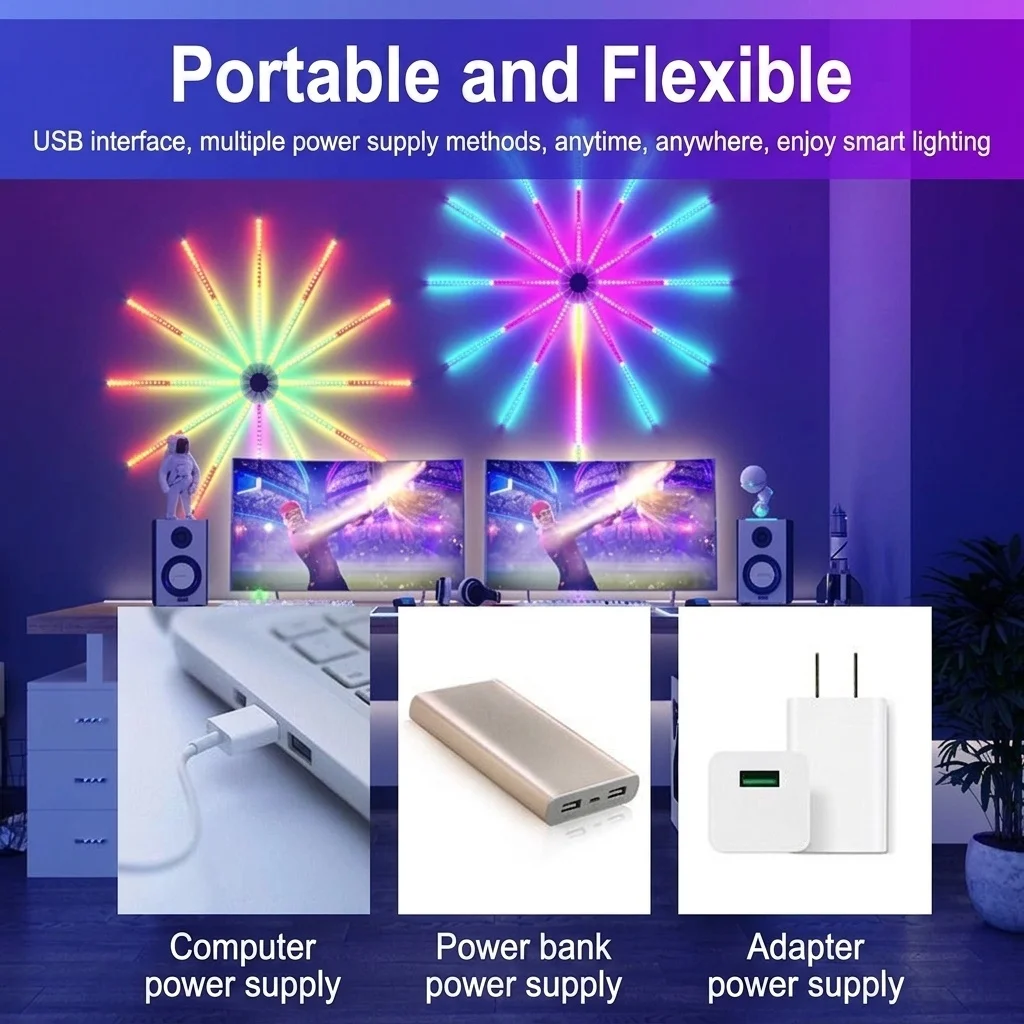 Smart Firework LED Strip Light RGB Music Sync App Control