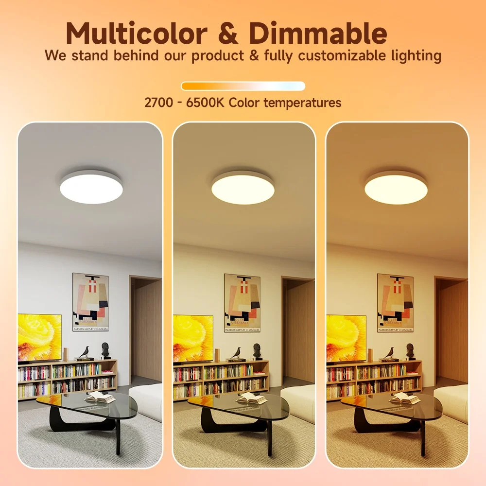 Smart LED Ceiling Light Dimmable 30W/40W RGB Tunable White