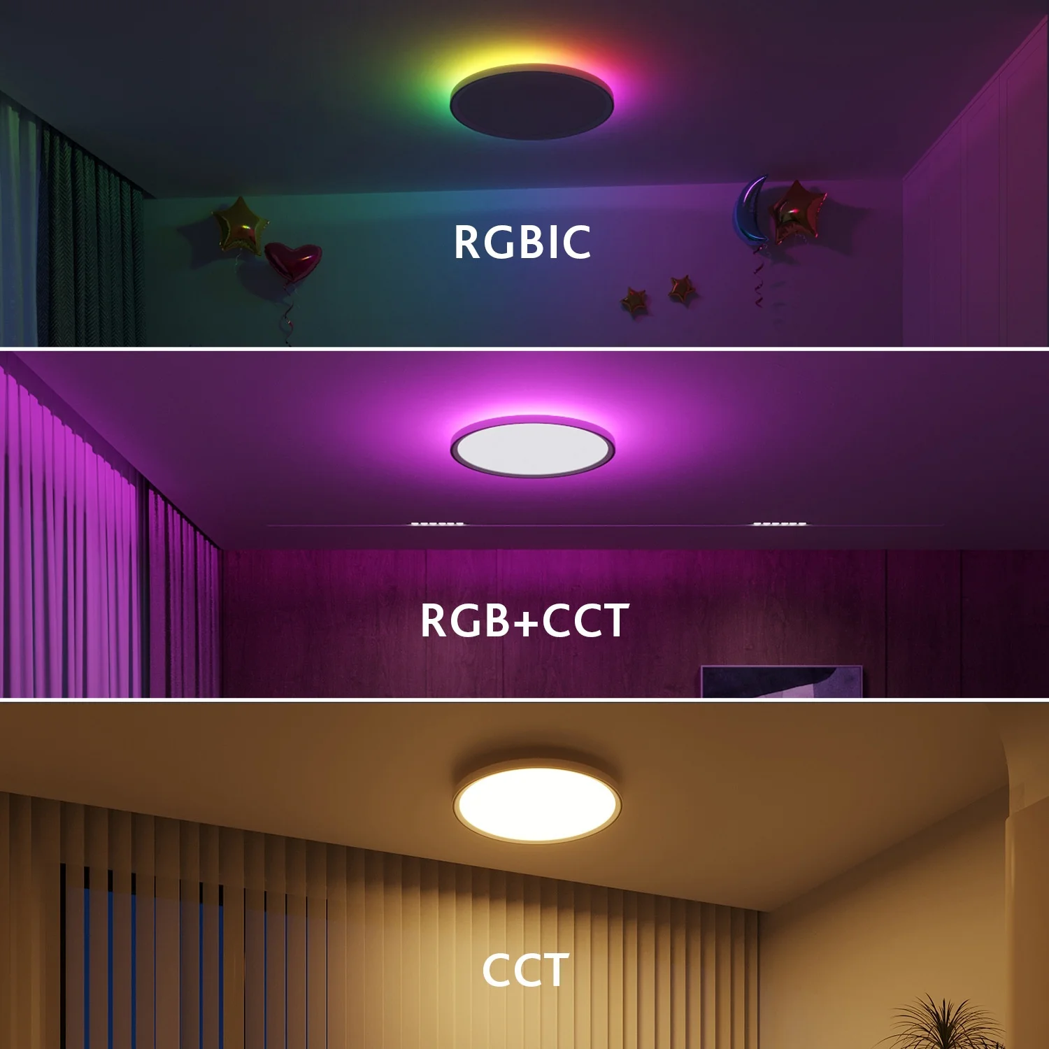 Smart LED Ceiling Light RGBIC Dimmable WiFi Alexa Google Home