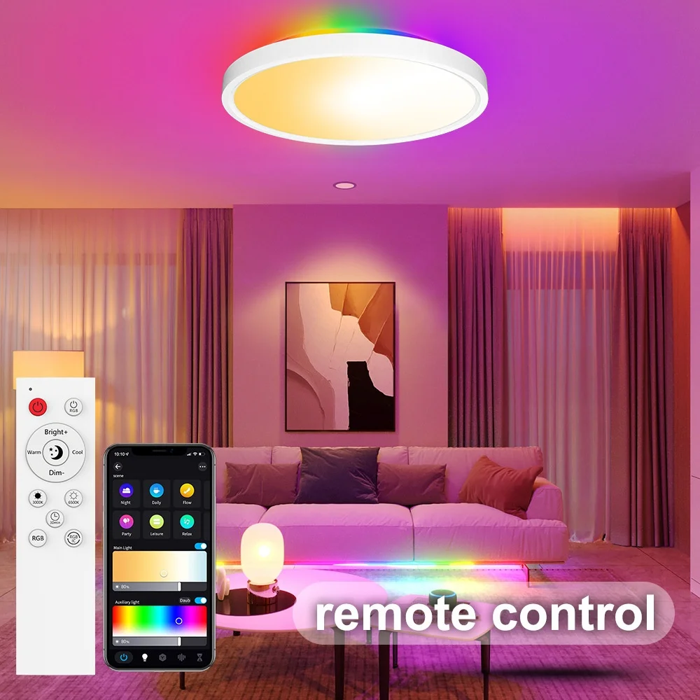 Smart LED Ceiling Light RGBIC Dimmable WiFi Alexa Google Home
