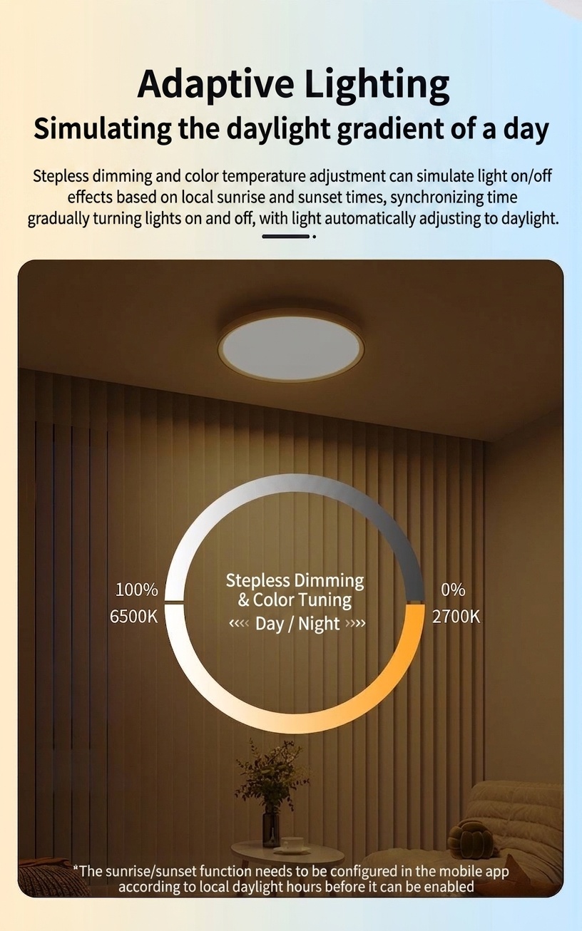 Smart LED Ceiling Light RGBIC Dimmable WiFi Alexa Google Home