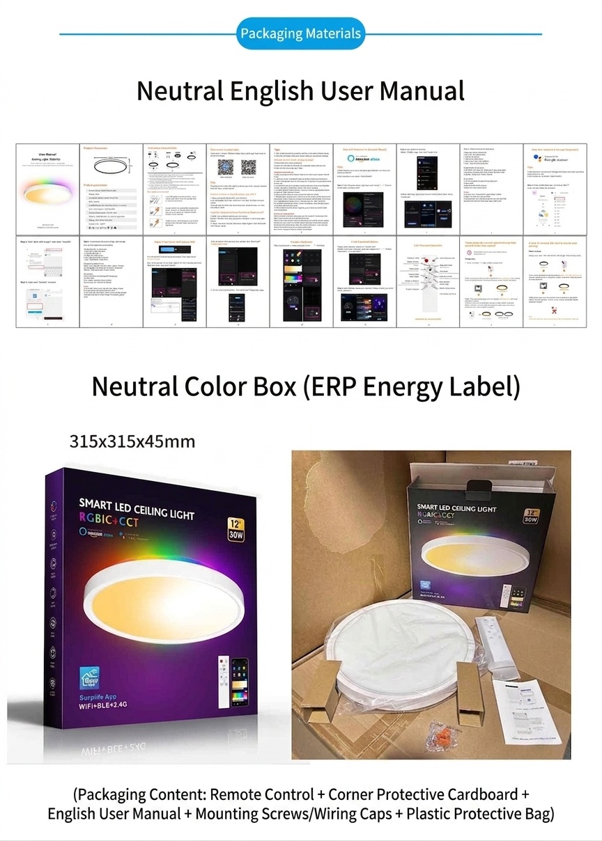 Smart LED Ceiling Light RGBIC Dimmable WiFi Alexa Google Home