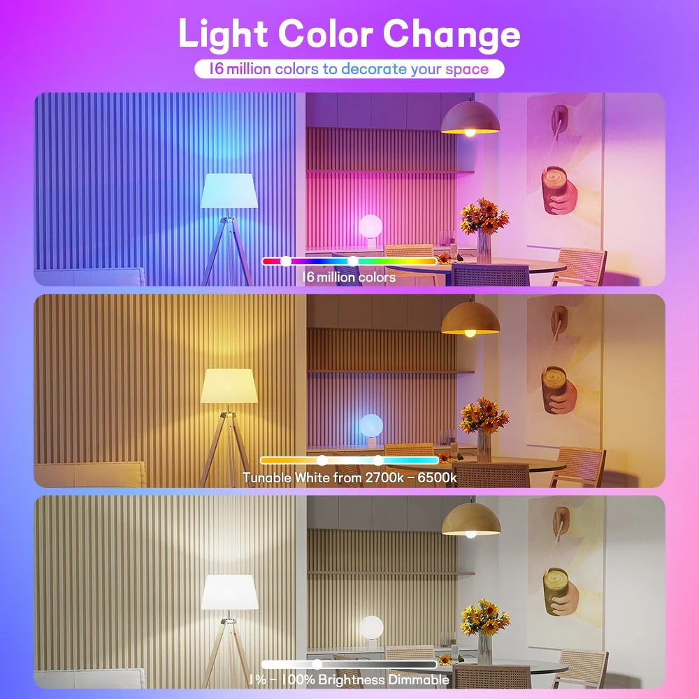 Smart WiFi LED Bulb RGB Dimmable Alexa and Google Home Compatible