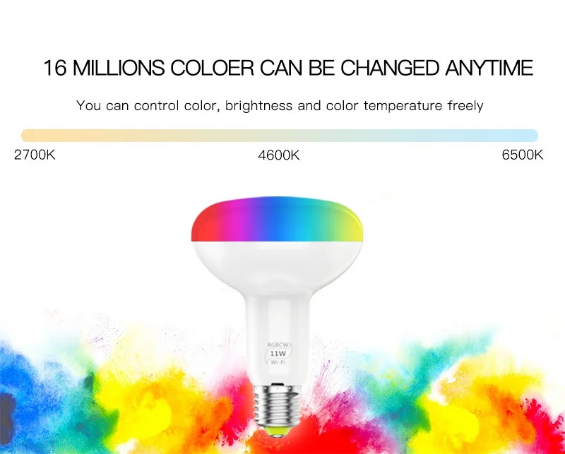 Smart BR30 LED Floodlight Bulb WiFi RGB Dimmable Alexa Google Home