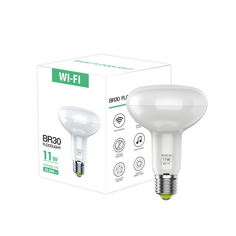 Smart BR30 LED Floodlight Bulb WiFi RGB Dimmable Alexa Google Home
