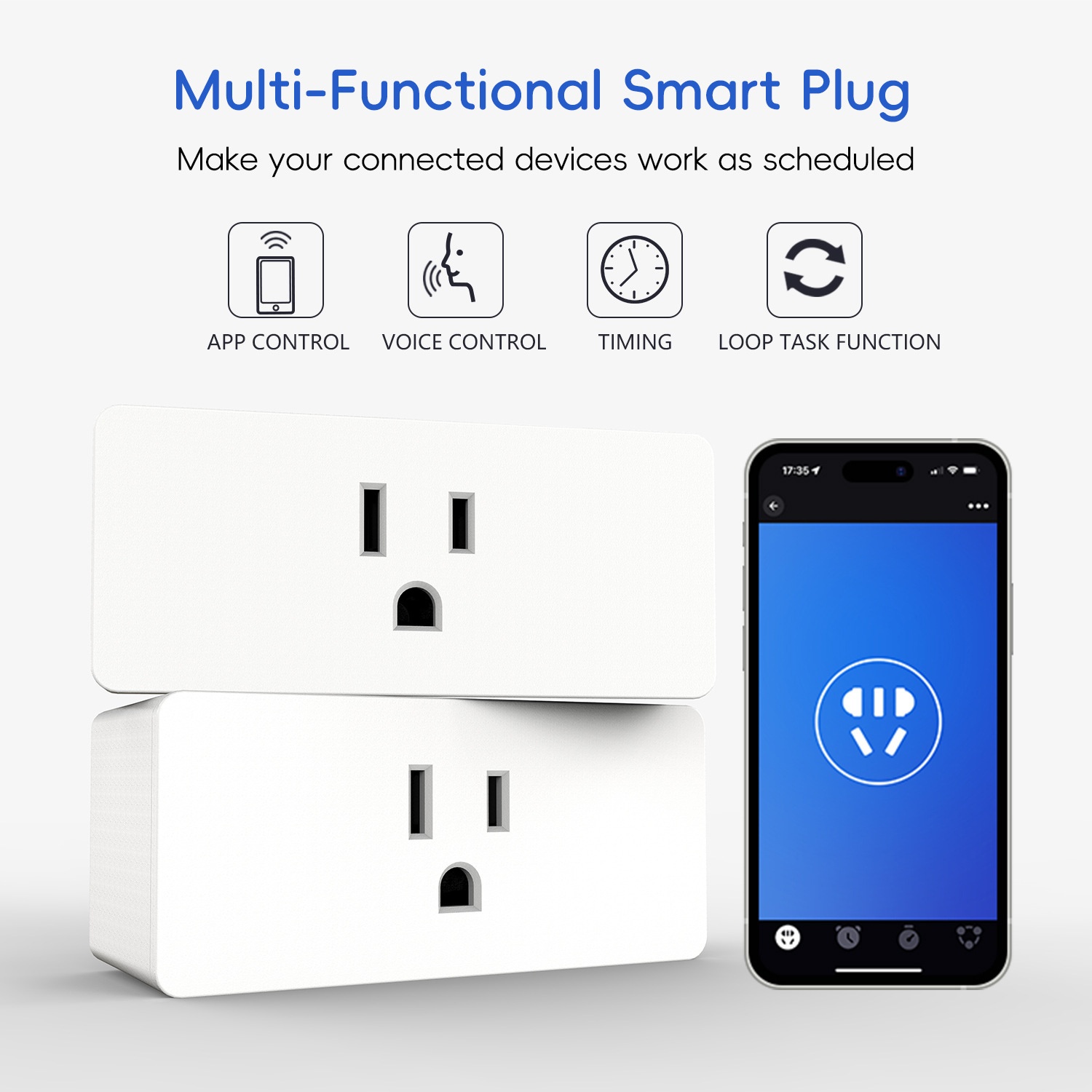 Smart WiFi Plug Outlet Voice Control and App Remote